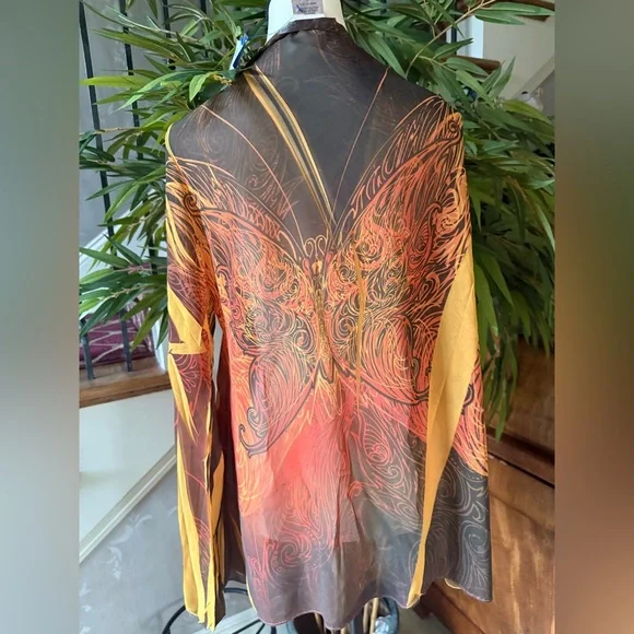 DANIEL BENJAMIN ladies sheer butterfly cover-up NWOT XL - Picture 8 of 12